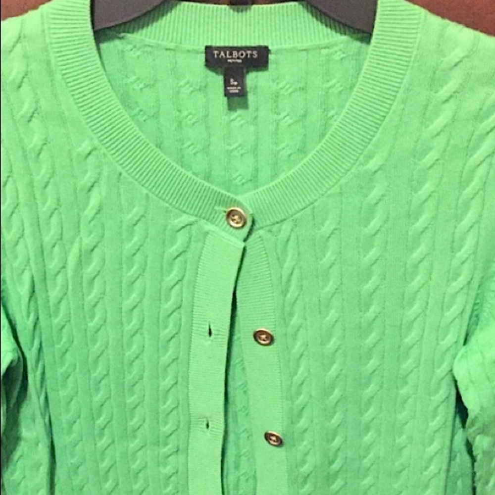 ☘️Talbots Kelly Green Cardigan (SP)☘️ - Picture 2 of 6